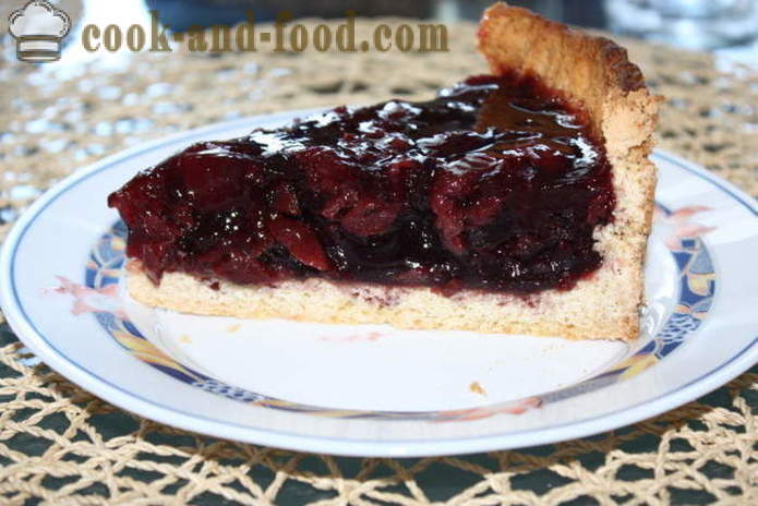 Sand Cherry Pie - hvordan til at bage en kage med et kirsebær i ovnen, med en trin for trin opskrift fotos