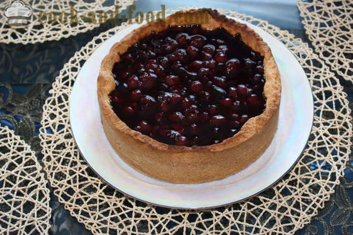 Sand Cherry Pie - hvordan til at bage en kage med et kirsebær i ovnen, med en trin for trin opskrift fotos