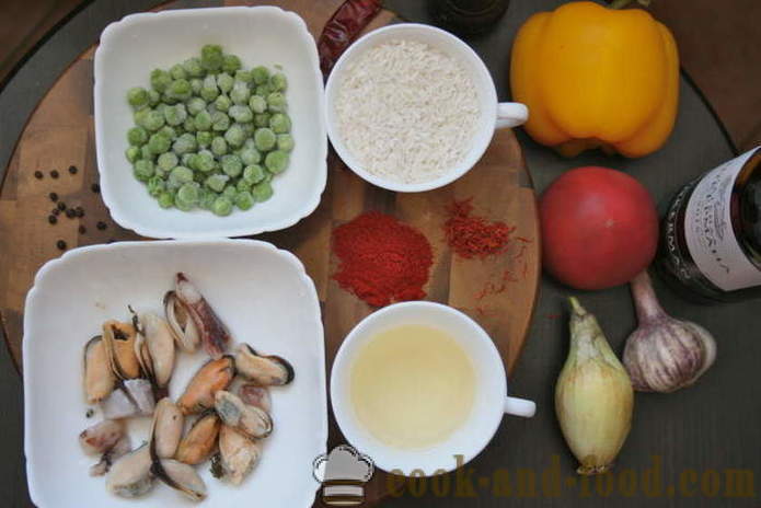 Klassisk paella med kylling og skaldyr - hvordan man laver paella derhjemme, trin for trin opskrift fotos