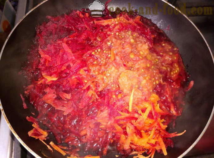 Suppe med rødbeder og syltede tomater - hvordan man laver suppe, en trin for trin opskrift fotos