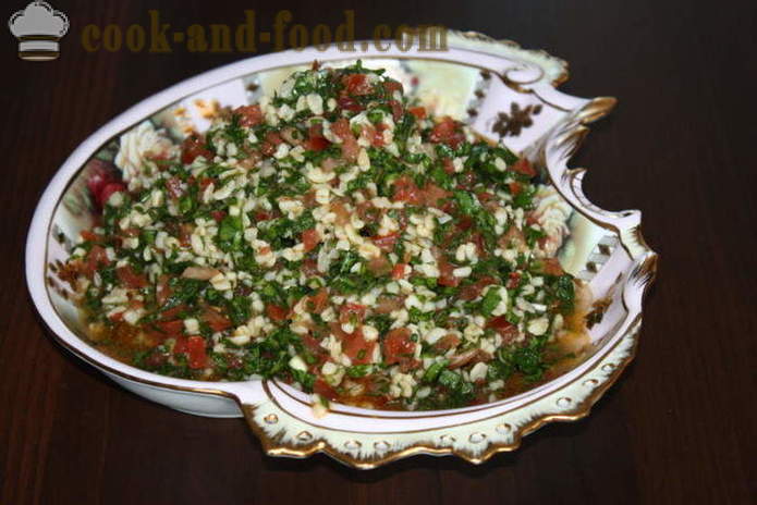 Tabula salat med couscous - hvordan man forbereder en salat tabbouleh, en trin for trin opskrift fotos