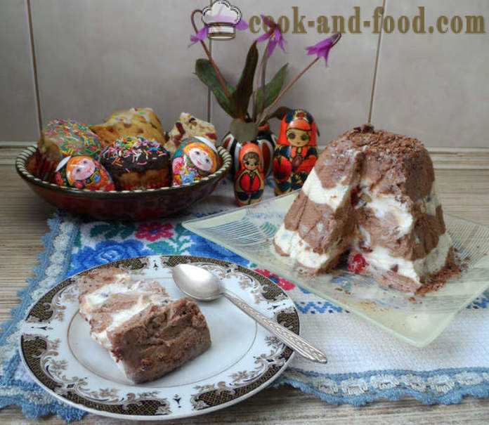 Tsar påske hytteost med chokolade, kondenseret mælk og ingen æg - hvordan man laver den kongelige påske derhjemme, trin for trin opskrift fotos