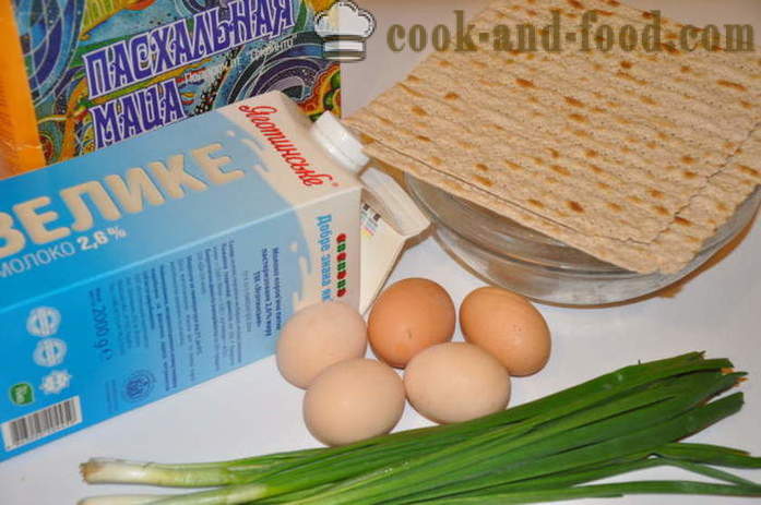 Omelet med matzo - enkle jødiske påske retter, hvordan man kan lave mad med æg matzo, en trin for trin opskrift fotos