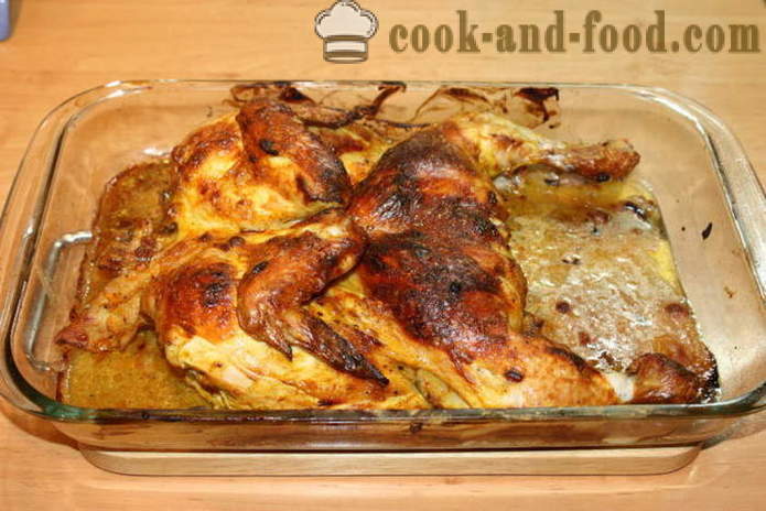 Bagt kylling i ovnen - som en lækker bagt kylling i ovnen, med en trin for trin opskrift fotos