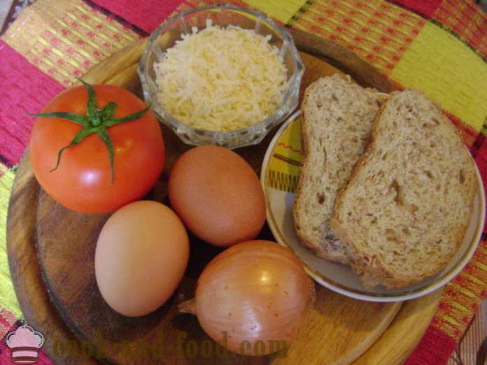 Scrambled på italiensk - hvordan man laver røræg med tomater, ost og brød, med en trin for trin opskrift fotos