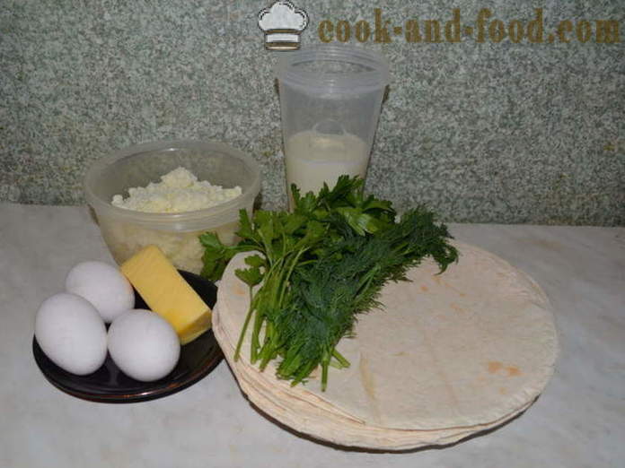 Pie af pitabrød med ost i ovnen - hvordan man laver en tærte pita med ost og krydderurter, med en trin for trin opskrift fotos