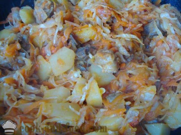 Vegetabilske gryderet med kød og kartofler og kål - hvordan man kan tilberede grøntsager gryderet med kød og grøntsager, med en trin for trin opskrift fotos