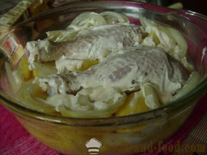 Kylling underlår med kartofler i ovnen - hvordan at tilberede en lækker kylling underlår med kartofler, en trin for trin opskrift fotos