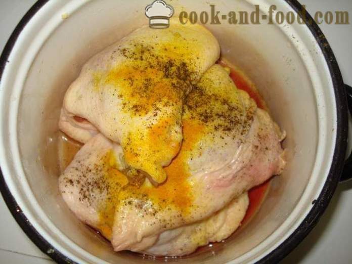 Bagte kylling lår i en folie - ligesom en lækker bagt kylling lår i ovnen, med et trin for trin opskrift billeder