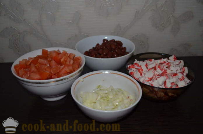 Enkel salat af røde bønner med tomater - hvordan man forbereder en salat med røde bønner, en trin for trin opskrift fotos