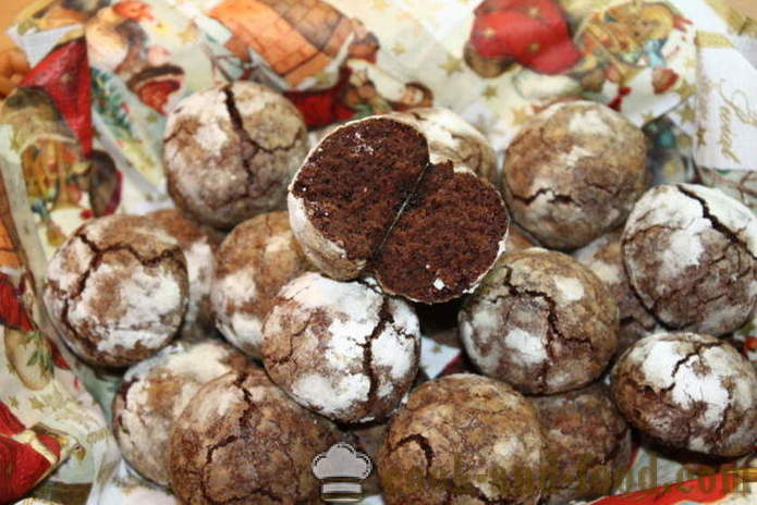 Cracked chokolade cookies - hvordan man laver chokolade chip cookies derhjemme, skridt for skridt opskrift fotos