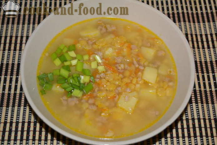 Ært suppe med kød - hvordan man tilbereder ærtesuppe i multivarka hurtigt, trin for trin opskrift fotos