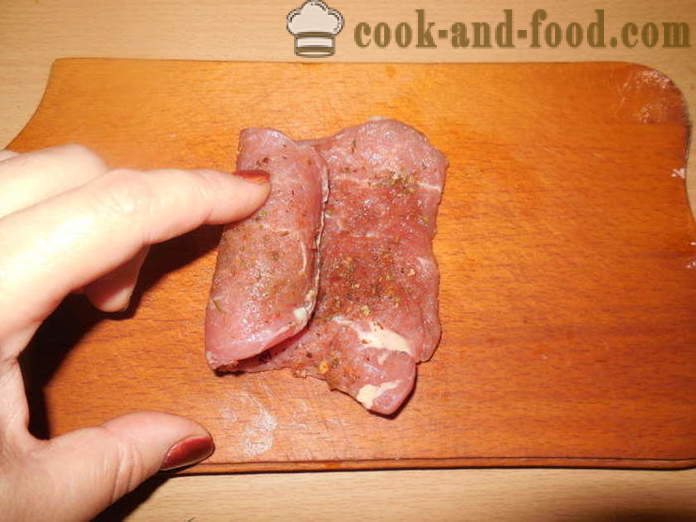 Kød ruller proppet i ovnen - hvordan man kan tilberede kød ruller på spyd, en trin for trin opskrift fotos