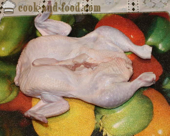 Kylling proppet pandekager i ovnen - hvordan man laver en kylling fyldte pandekager uden ben, en trin for trin opskrift fotos