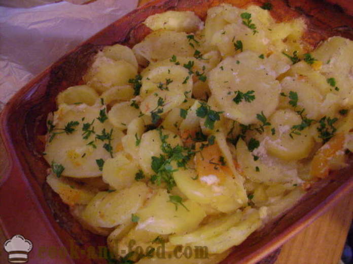 Bagte kartofler med græskar og fløde - hvordan at lave mad kartofler med græskar i ovnen, med en trin for trin opskrift fotos