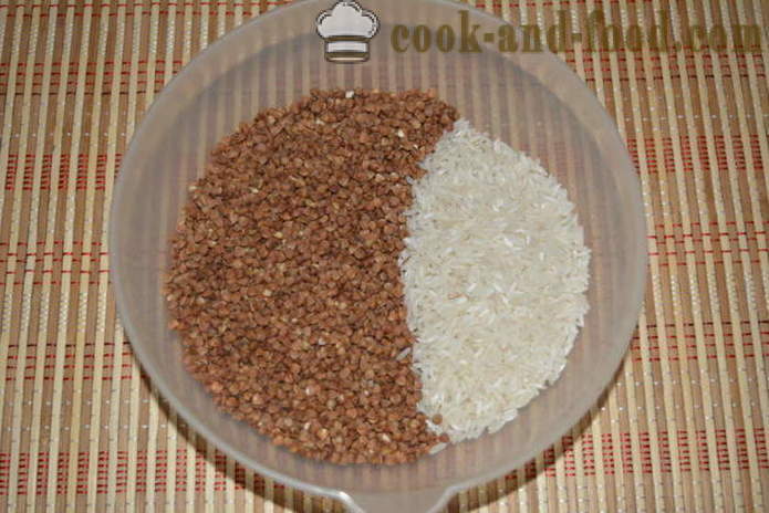 Boghvede med ris og kød i multivarka - hvordan at brygge ris med boghvede i multivarka, trin for trin opskrift fotos