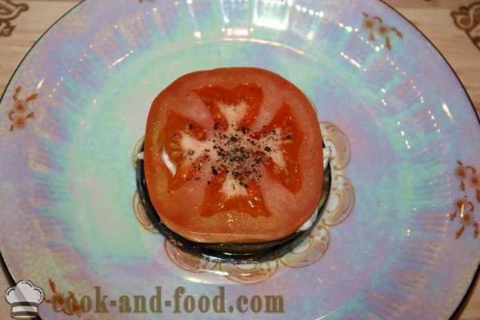 Kolde appetitvækker af aubergine med tomater og mozzarella - hvordan man kan tilberede appetitvækker af aubergine på et festligt bord, en trin for trin opskrift fotos