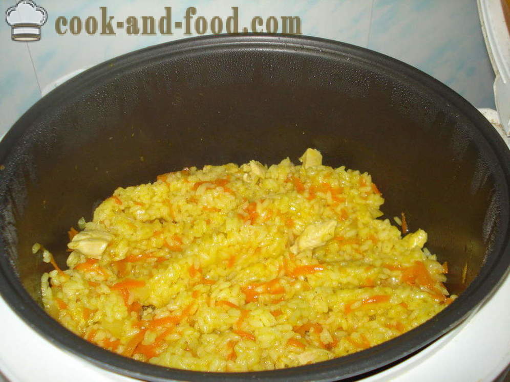 Pilaf med kylling i multivarka - hvordan man laver risotto med kylling i multivarka, trin for trin opskrift fotos