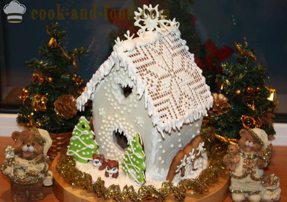 Julen honningkager hus med dine egne hænder - ligesom hvordan til at bage en honningkager hus hjemme på nytårsaften, en trin for trin opskrift fotos