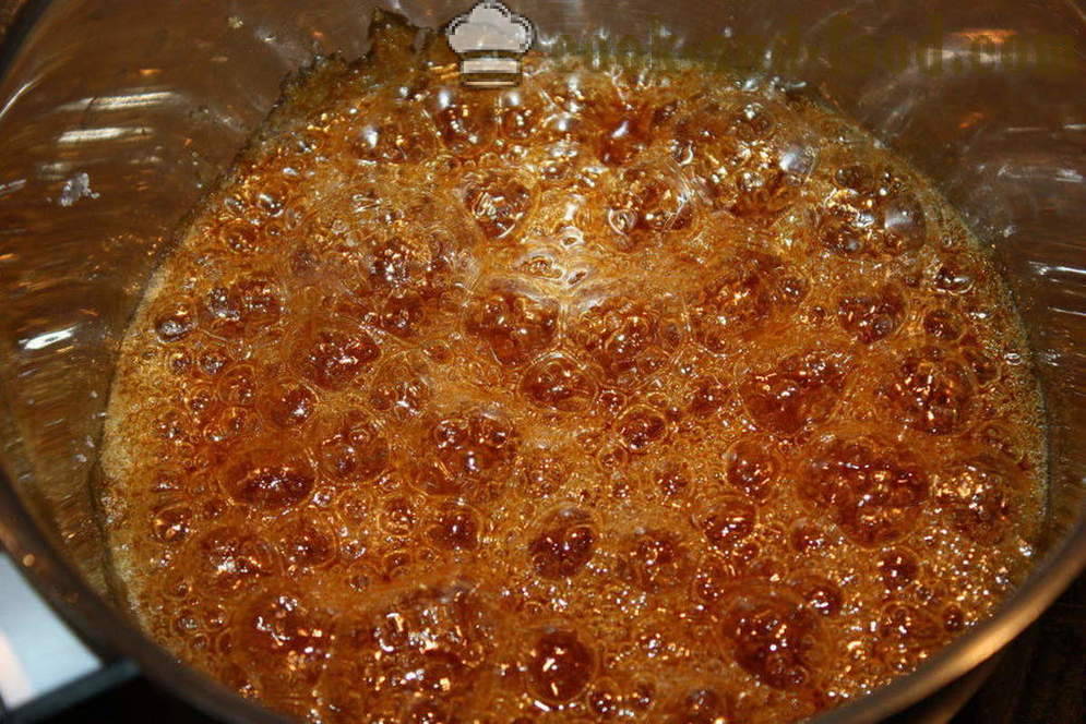 Karamel topping til desserter med hænderne - hvordan at gøre deponering derhjemme, skridt for skridt opskrift fotos