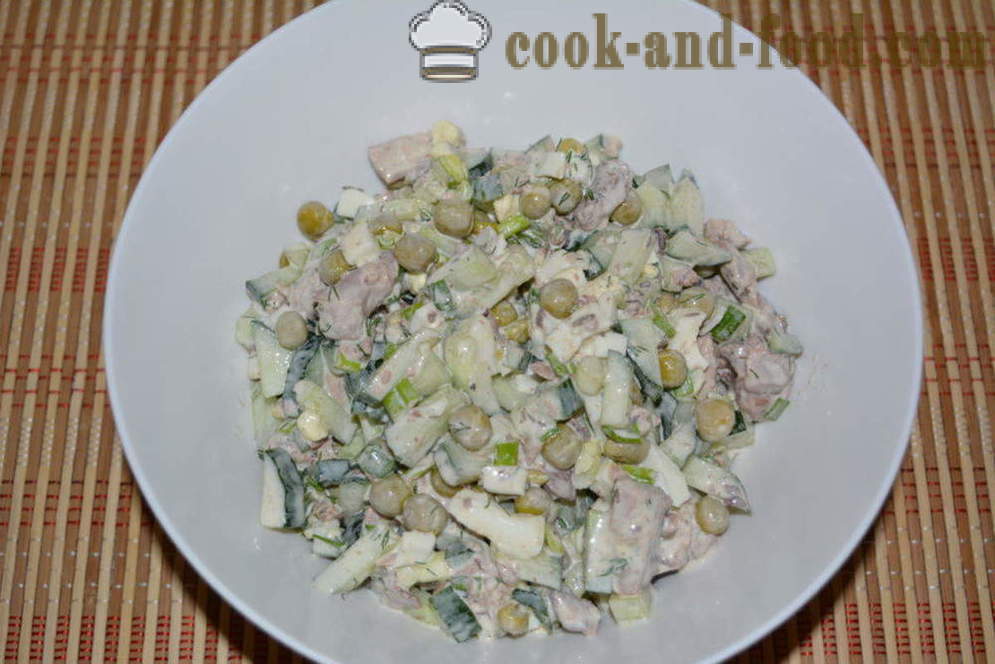 Salat med dåse tun og mayonnaise - hvordan man forbereder en salat med dåse tun, trin for trin opskrift fotos