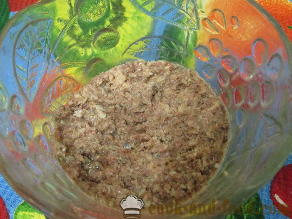 Mimosa salat med dåse og smelteost - hvordan man forbereder en salat med Mimosa Dåse uden olie, en trin for trin opskrift fotos