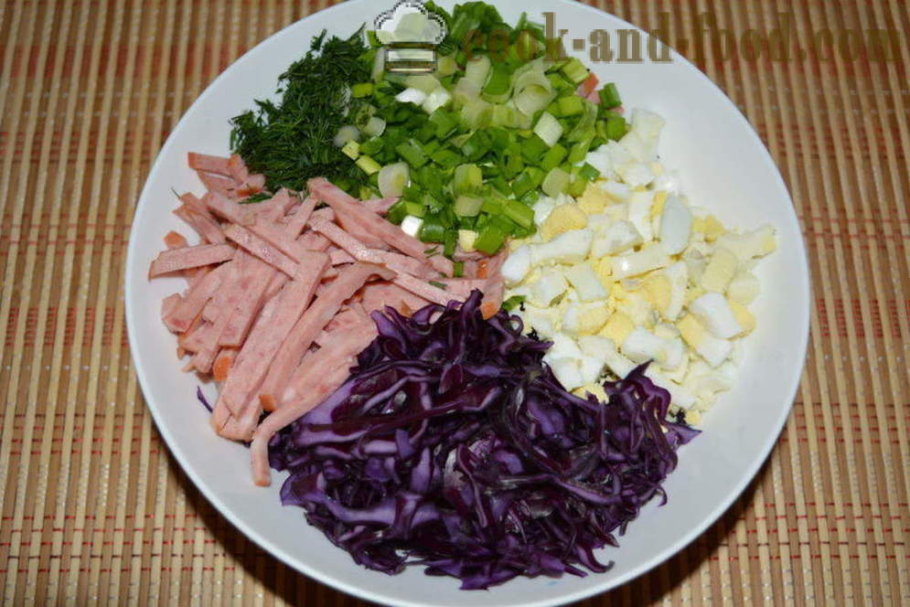 Enkel salat af rødkål med mayonnaise - hvordan man forbereder en salat af rødkål, en trin for trin opskrift fotos