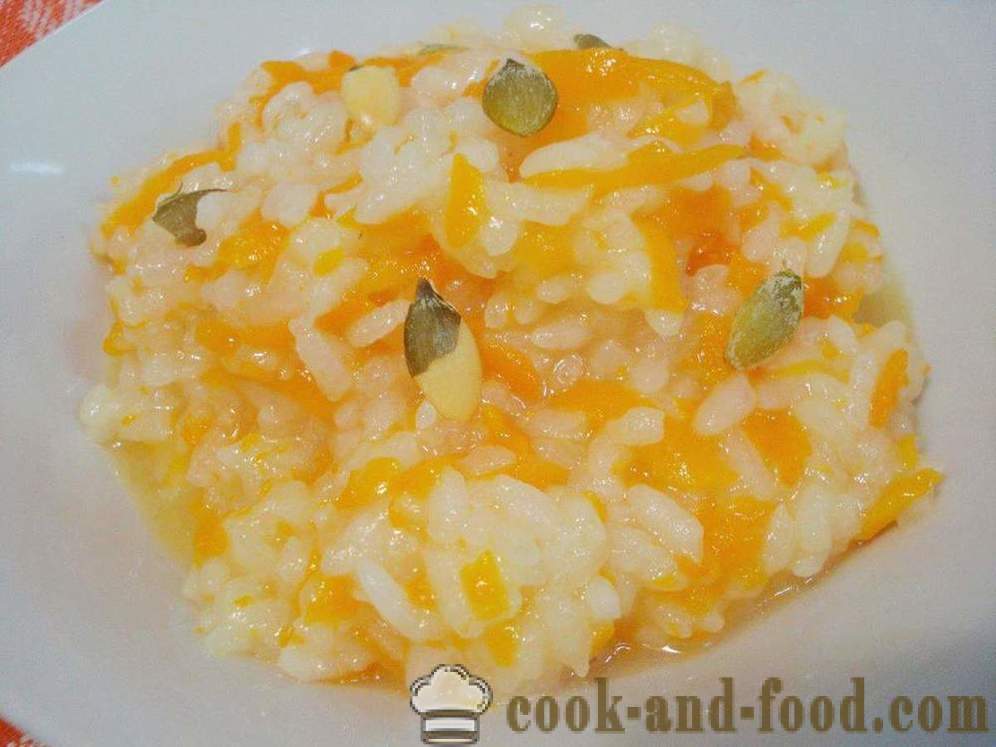 Pumpkin grød af ris og solsikkefrø - hvordan at tilberede en lækker græskar grød, en trin for trin opskrift fotos