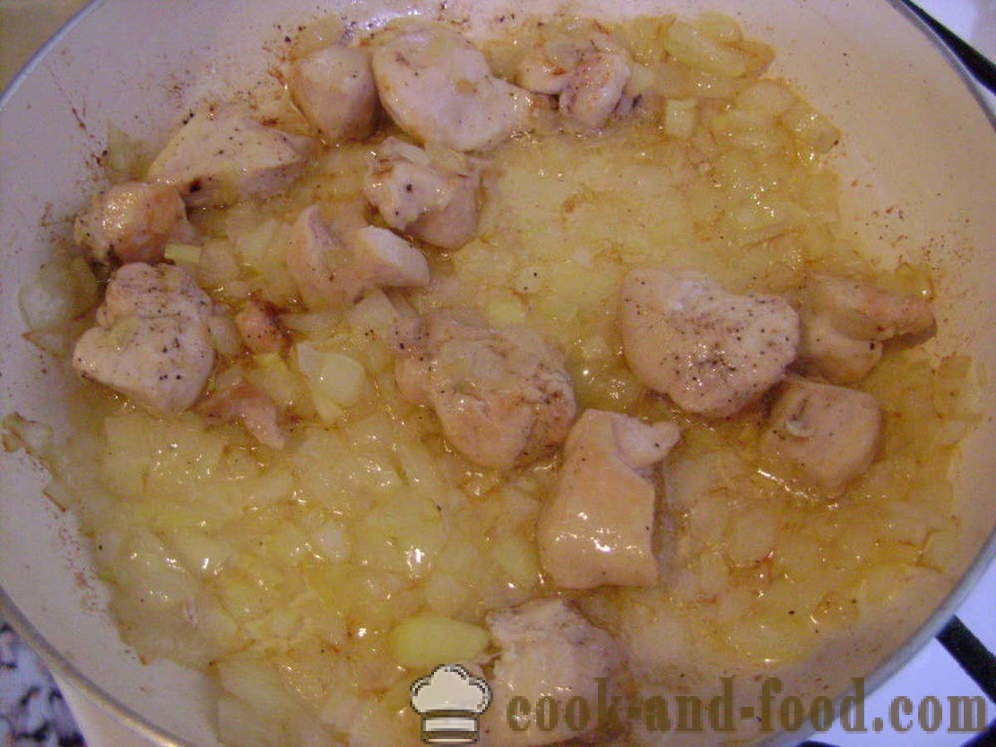 Pilaf med kylling i en gryde - hvordan man kan tilberede risotto med kylling, en trin for trin opskrift fotos