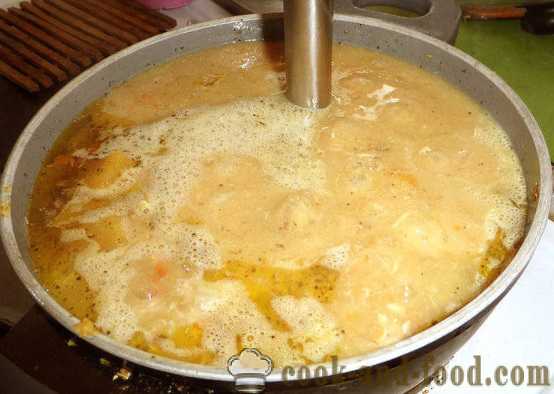 Græskar suppe med fløde og kød - hvordan at tilberede en lækker græskarsuppe med fløde, med en trin for trin opskrift fotos
