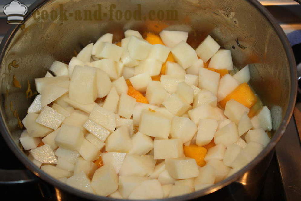 Creme af græskar med kødboller - hvordan man laver suppe puré af græskar, en trin for trin opskrift fotos