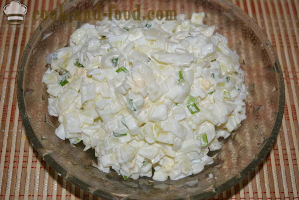 Løg salat af løg med æg og mayonnaise - hvordan at koge løg salat, en trin for trin opskrift fotos