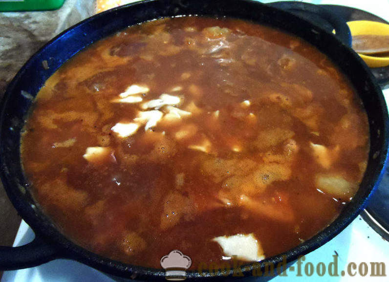 Gullasch suppe Ungarsk - hvordan at lave mad gullasch suppe med chipetkami, trin for trin opskrift fotos