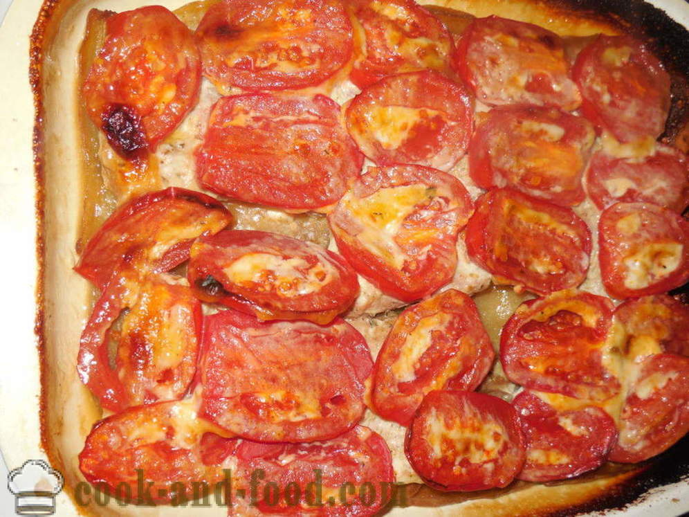 Aubergine bagt med kød og tomat - ligesom bagt aubergine med kød i ovnen, med en trin for trin opskrift fotos