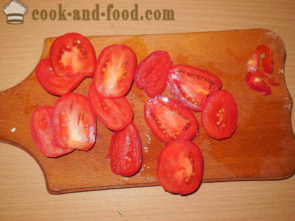 Aubergine bagt med kød og tomat - ligesom bagt aubergine med kød i ovnen, med en trin for trin opskrift fotos