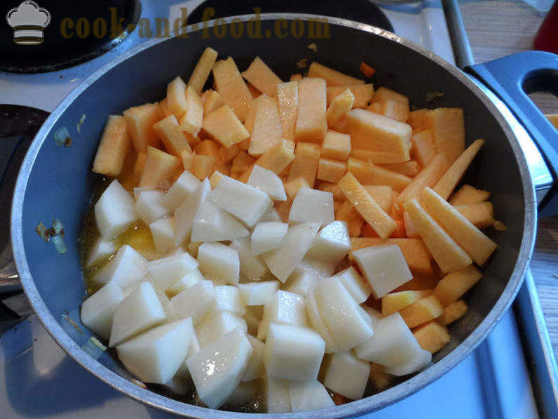 Græskar og linsesuppe - hvordan man kan koge suppe af brune linser, trin for trin opskrift fotos