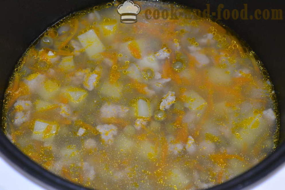 Pea i multivarka - hvordan at lave mad ærtesuppe i multivarka, trin for trin opskrift fotos