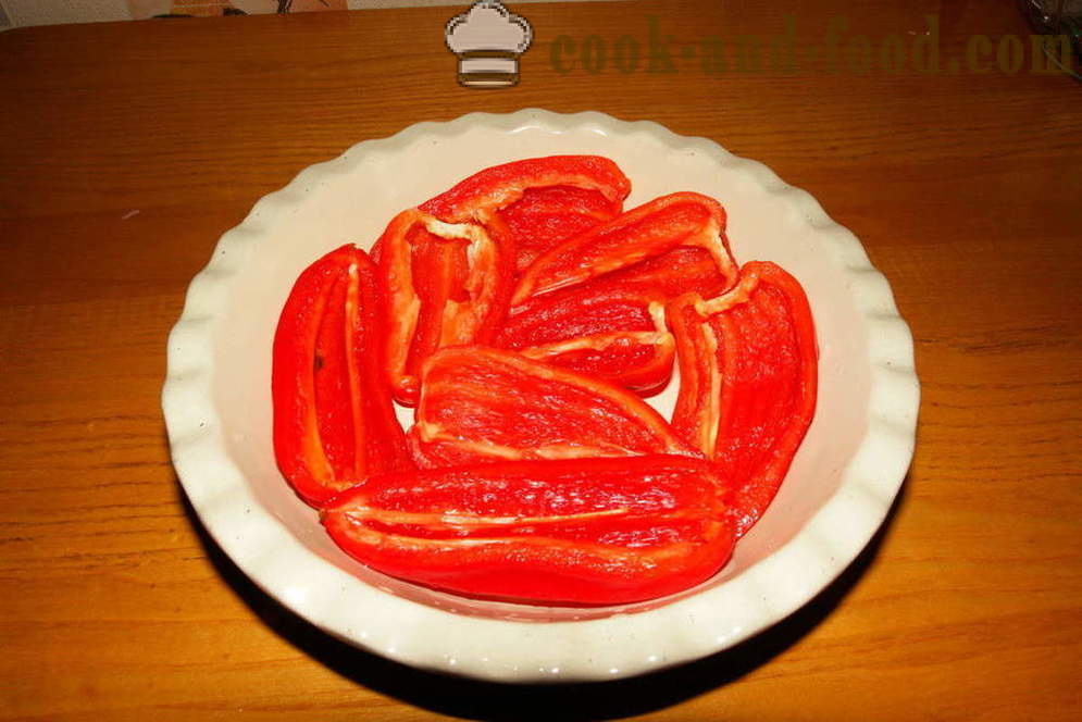 Kosten fyldte peberfrugter bagt i ovnen - hvordan man laver fyldte peberfrugter med kød og ris, med en trin for trin opskrift fotos