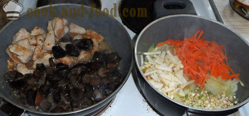 Tyrkiet med svampe i fløde sauce - trin for trin, hvordan man laver en kalkun med svampe, en opskrift med et foto