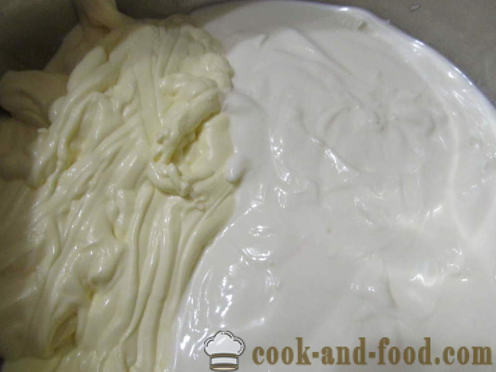 Hurtig gelé kage i mayonnaise og creme fraiche, fyldt med kylling - hvordan man laver en tærte fyldstof til mayonnaise og creme fraiche, med en trin for trin opskrift fotos