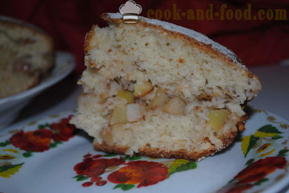 Gingerbread Cake på kefir med æbler og nødder - hvordan man laver en kage med kefir, en trin for trin opskrift fotos