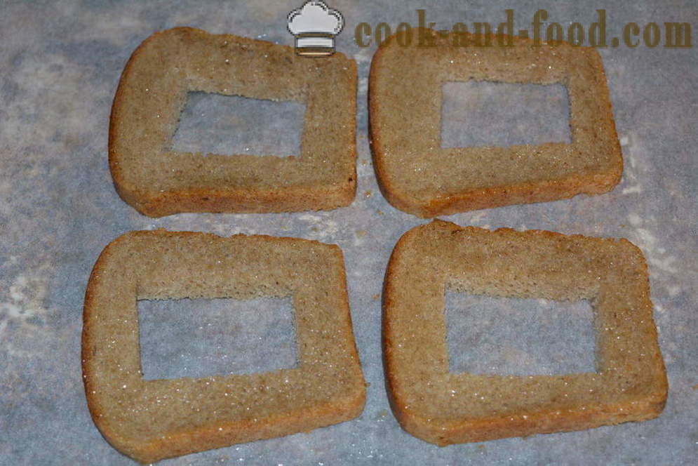 Brown brød toasts med æg - hvordan man laver toast af sort brød i ovnen, med en trin for trin opskrift fotos