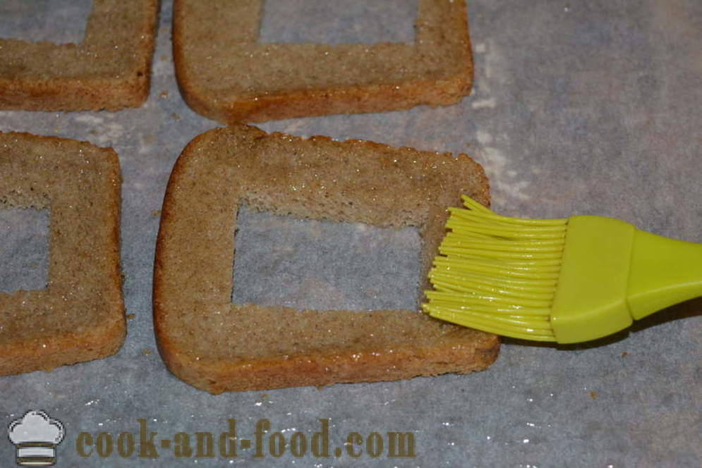 Brown brød toasts med æg - hvordan man laver toast af sort brød i ovnen, med en trin for trin opskrift fotos