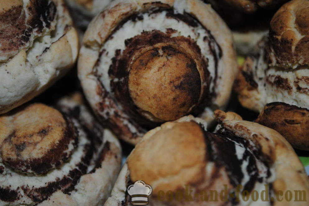Lækre hjemmelavede cookies med stivelse svampe - at lave mad kiks champignon, skridt for skridt opskrift fotos