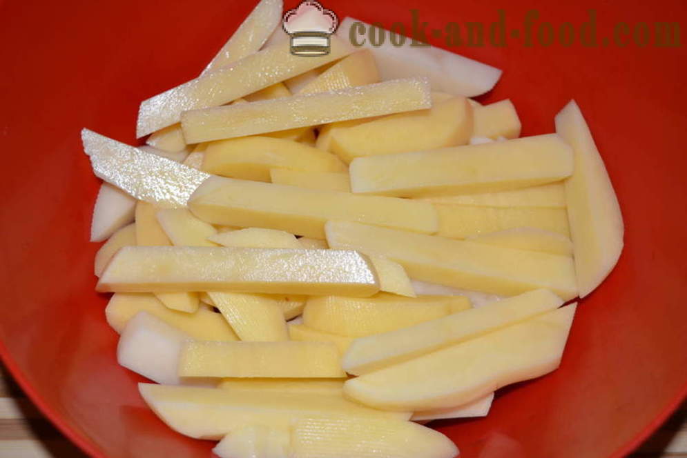 Crispy fries i ovnen - hvordan man laver pommes frites derhjemme, skridt for skridt opskrift fotos