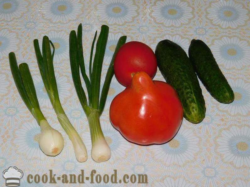 Bonde salat med ost, agurk og tomat til frokost eller middag - hvordan man forbereder grøntsager salat med ost, opskrift med billede
