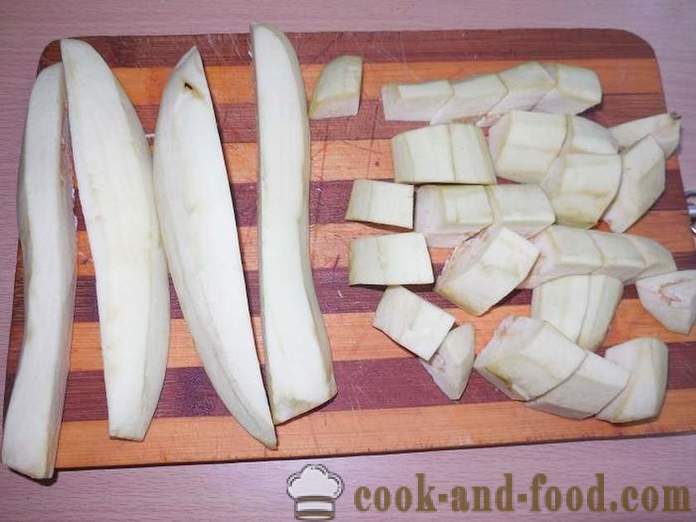 Aubergine stuvet i creme fraiche med hvidløg som svampe - hvordan man kan lave mad aubergine stuvet med creme fraiche, en trin for trin opskrift fotos