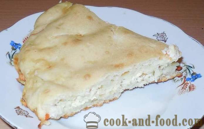 Jellied kage på kefir med kød og grøntsager - hvordan man laver en tærte fyldt med fyldstof, en trin for trin opskrift fotos