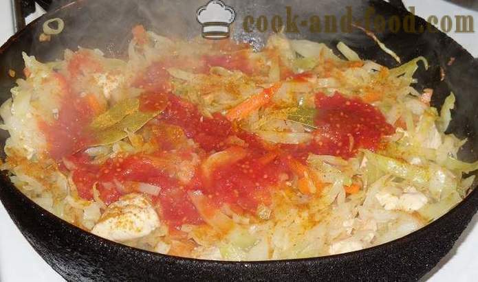 Braiseret kål med kylling, grøntsager og karry - hvordan man laver stuvet kål med kød kylling - en trin for trin opskrift fotos