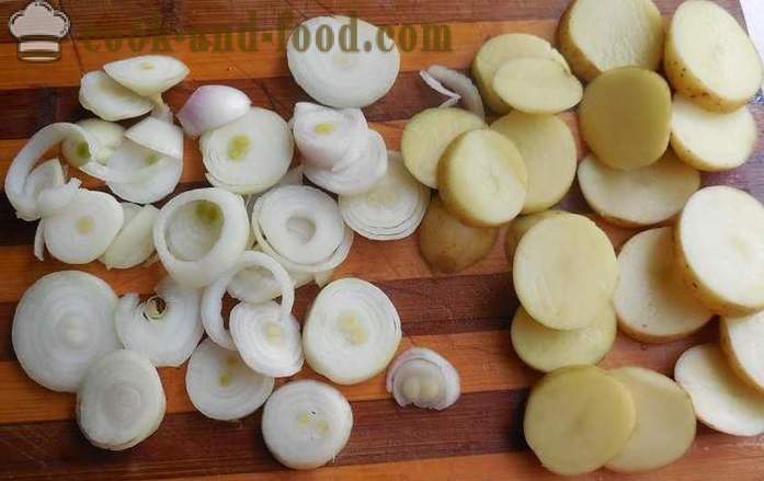 Vegetabilske gryderet med svampe og kartofler i multivarka - hvordan man kan tilberede grøntsager gryderet - opskrift med fotos - trin for trin